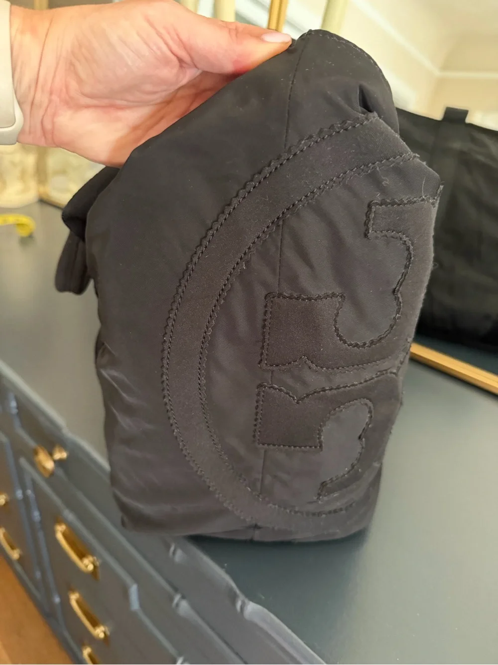 Black Tory Burch Tote Bag with Logo Embroidery